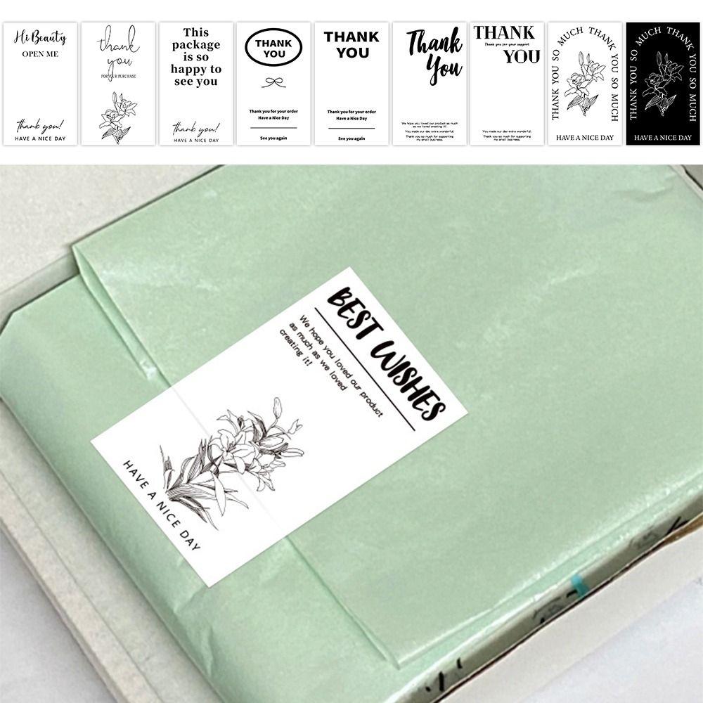 50PCS Commodity Packaging Thanks Decals 5.4*9cm Flower Sealing Labels Event
