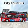Масштаб 1:32 Двухэтажный Туристический Автобус Игрушечная Модель Машинки Симуляция Сплав Звук Свет Оттяжка Коллекционные Модели для Детей Подарки