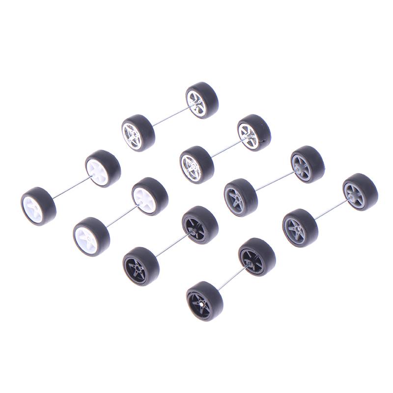 1Set Diy Racing Vehicle Toys 1:64 Car Wheels For Rubber Tire With Wheel Axle Model Modified Part