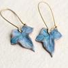 "Hecheng Wish Blue Maple Leaf Earrings - Cool and Beautiful Eternal Flower Design"