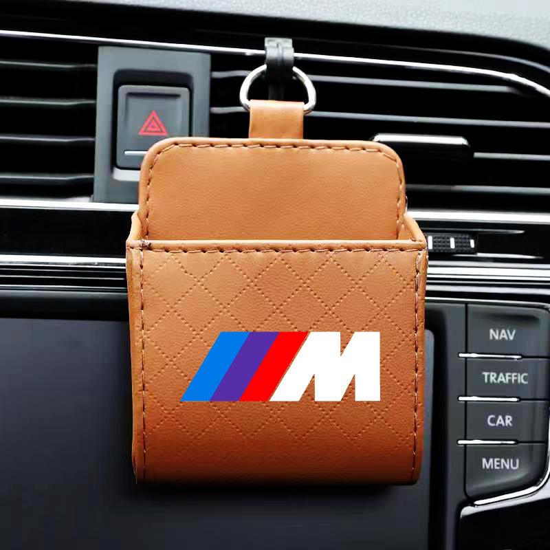 Сумка для хранения в автомобиль с логотипом M, сумка для мусора на воздуховод, кожаный органайзер для BMW E46 E39 E90 E60 E36 F30 F10 E34 E30 F20 E92 M3 M4 M5 X3 X4 X5 X6 X7