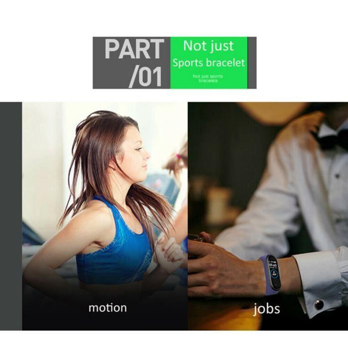 Le noir Montre Connectee M4 Pour Hommes et Femmes, Bracelet de Sport, Moniteur de Fréquence Cardiaque et de p