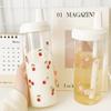 Transparent Water Straw Bottles with Lid Straw Large Capacity Water Bottle Coffee Cups
