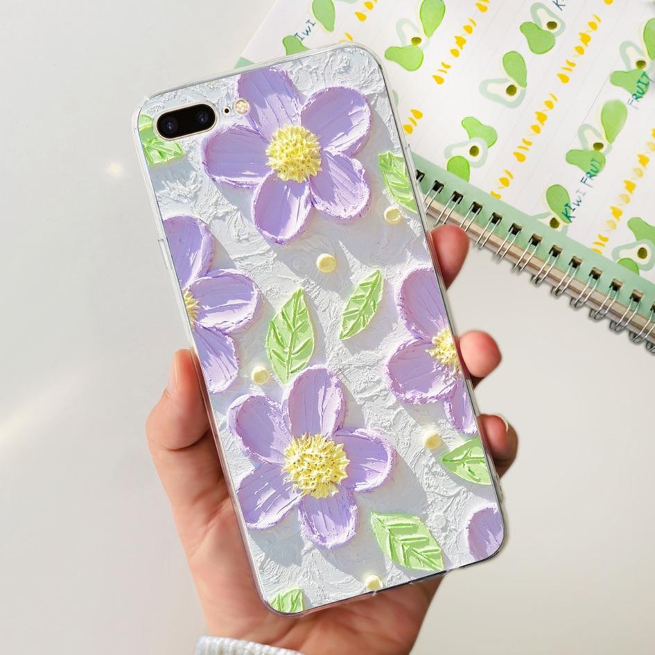 Case For Apple iPhone 7 8 Plus Cover Cute Butterfly Flower Silicone Soft Funda Protector Coque For iPhone 7 8 7plus 8plus Bumper