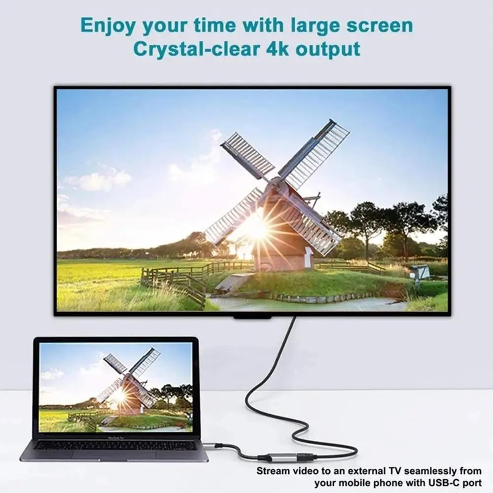 USB 3.1 Type-C к HDMI-совместимому адаптеру, 4K, 60 Гц, 30 Гц, кабель-конвертер HDTV для MacBook Air, iPad, Samsung, ноутбука, компьютера, ТВ-дисплея, ключ