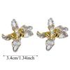 1 pair Luxury Golden and Silver Earrings Temperament Metal Flower Ear Studs  Party
