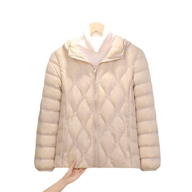 Короткая куртка-пуховик женская зимняя 2024 новая модная легкая и тонкая куртка-пуховик из белого утиного пуха с капюшоном с рисунком тыквы прилив