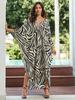 Plus Size Kaftan Bohemian Printed Summer Long Beach Dress Women Homewear Outfit Swim Suit Cover Up Loose Caftan