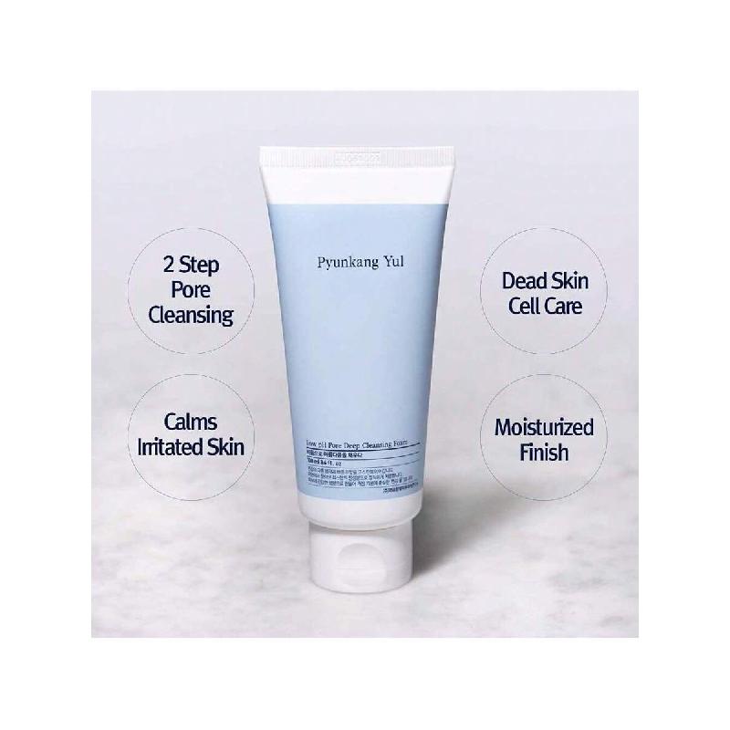 Pyunkang Yul Низкокислотная пенка для глубокого очищения пор 100 мл, Очищающее средство для пор с пушистыми микропузырьками, AHA, Гамамелис, Нулевое раздражение, Корейский уход за кожей