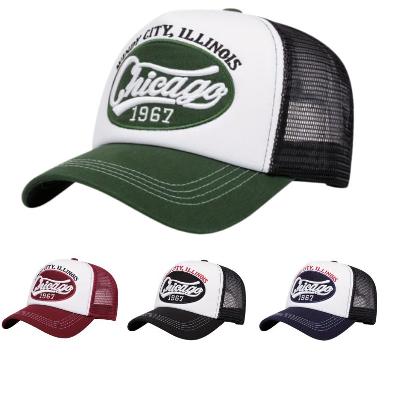 Vintage Chicago 1967 Embroidered Baseball Hat, Breathable Mesh Back Design, Casual Outdoor Sports Cap For Both Genders