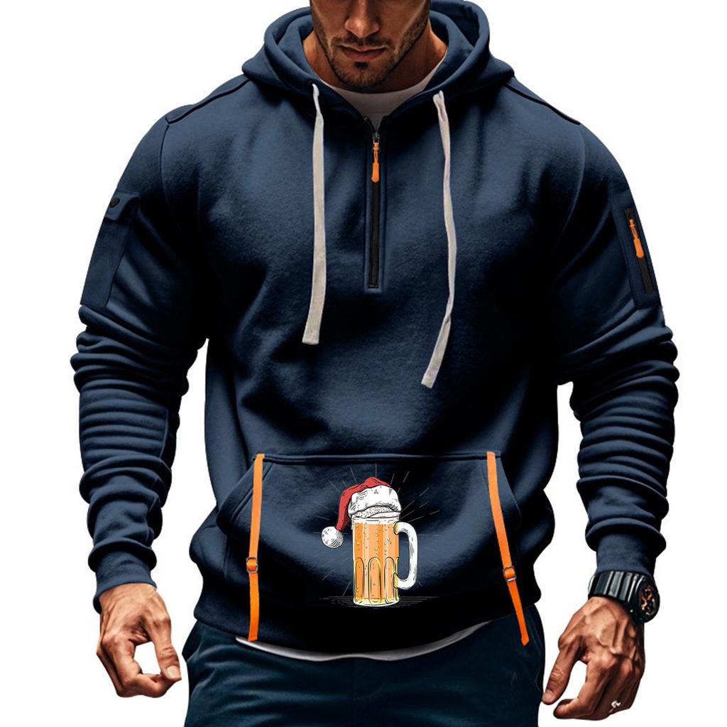Мужская толстовка с капюшоном с принтом, кардиган на молнии с карманом на рукаве, мужская спортивная повседневная толстовка большого размера