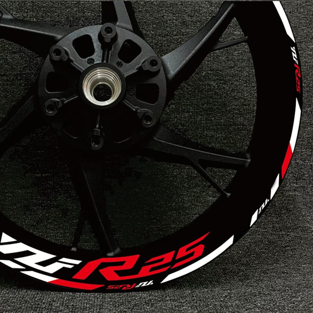 Stripe Sticker Fit Yamaha YZF R25 YZFR25 Motorcycle Wheel Hub Decal Rim Decoration Sticker Reflective Sticker (Color : D)