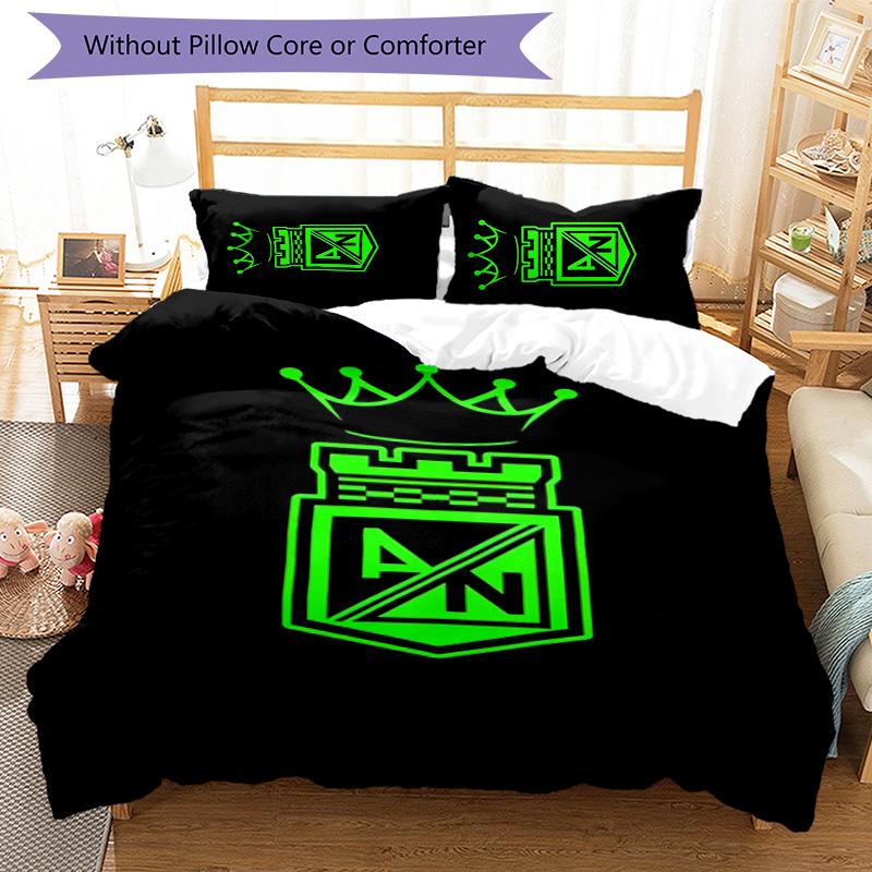 Atletico Nacional 3pcs Bedding Set Duvet Cover Closure Includes 1 Duvet Cover & 2 Pillowcases for All Seasons Bedroom Home Dorm Decor