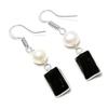 Black Spinel, Pearl Gemstone 925 Sterling Silver Jewelry Earring 1.81" GK-3588