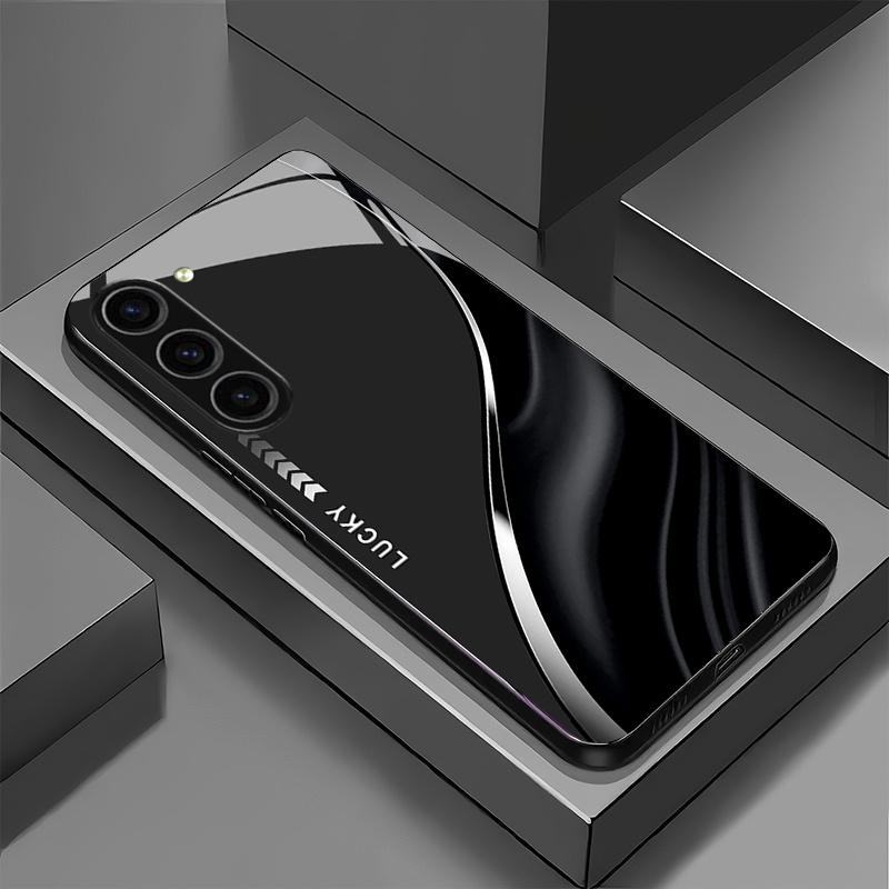 Счастливый чехол для телефона из стекла с узором «рябь» Подходит для Samsung Galaxy S26 S25 S24 S23 S22 S20 FE/Ultra/Plus Противоударная задняя крышка