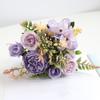 41cm Rose Pink Silk Bouquet Peony Artificial Flowers 5 Forks Rose Bud Bride Wedding Home Decoration Fake Flowers Faux