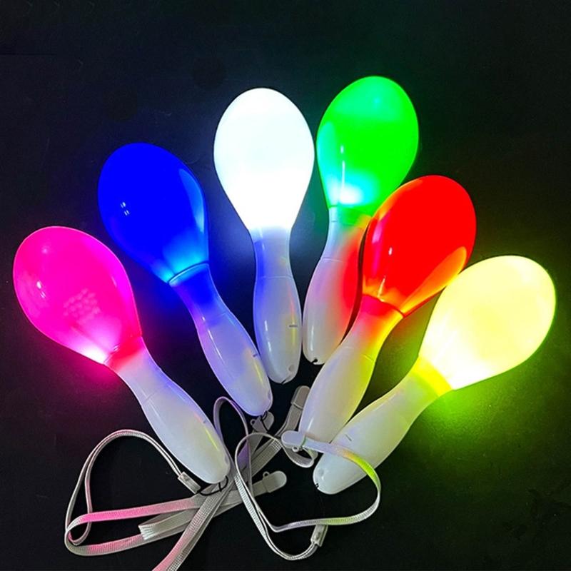 10Pcs/Pack Glowing Sand Hammer Toy Hand Shakers LED Maracas Flashing Light Lamp Birthday Party Favors-(Random Color)
