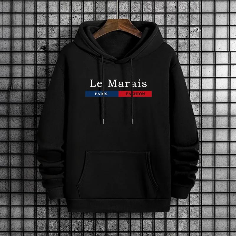 Autumn Winter Casual Trendy Street Wear Hoody Outerwear Paris Le Marais Men's Hoodies Urban Streetwear Fashion Hooded Sweatshirt