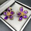 Crystal Flower Earrings Fashion Temperament Internet Celebrity Earrings Female Personality Stud Earrings