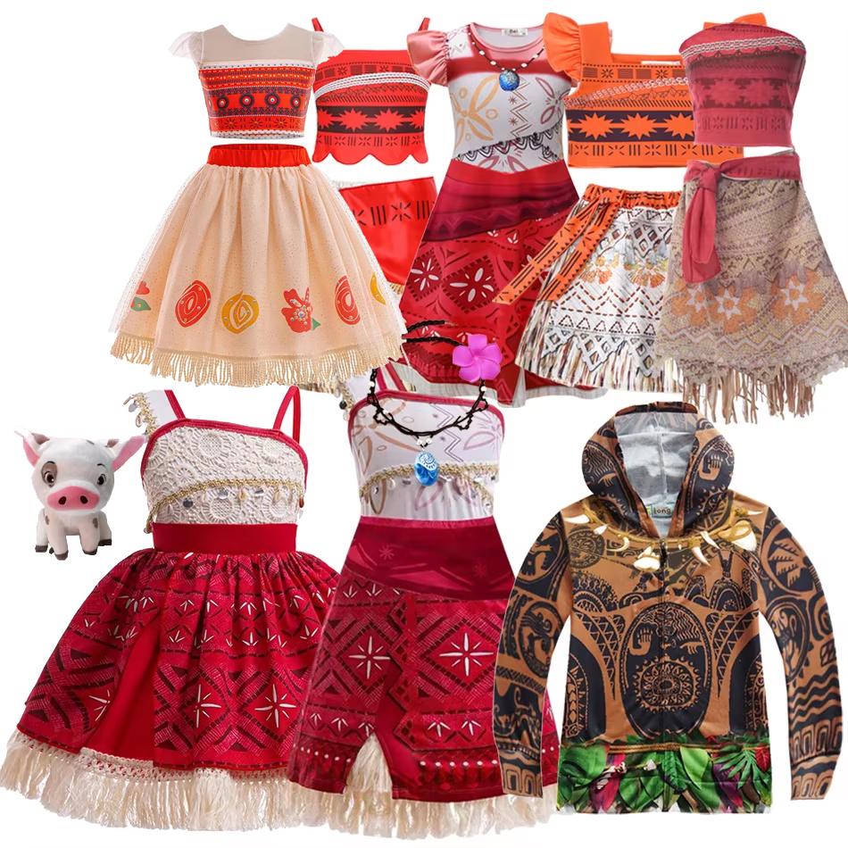 New Movie Moana 2 Girl Dress Halloween Party Costume Princess Fancy Clothes Children Vaiana Outfit Dress