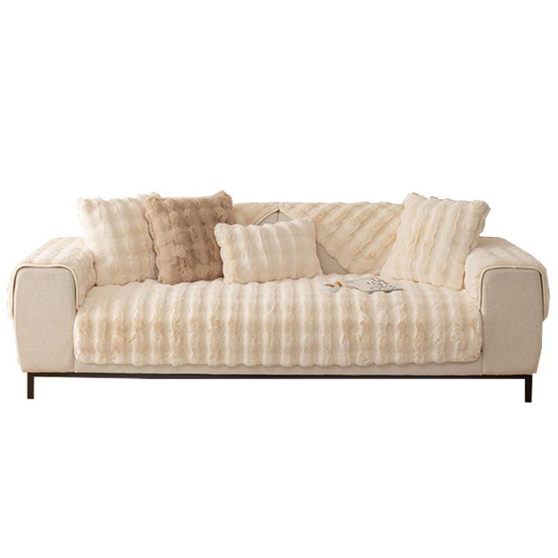 Плюшевая подушка для дивана с кроликом, зимняя утолщенная плюшевая подушка, нескользящий кожаный чехол для дивана, тканевое полотенце