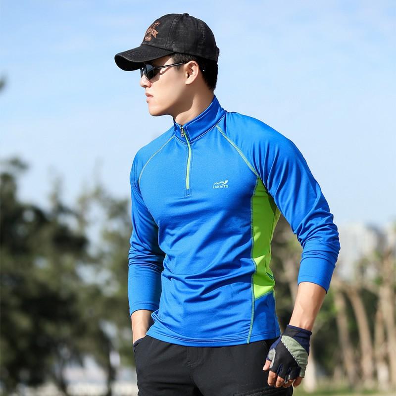 Mens Long Sleeve Quick-Dry Performance T-Shirt With Fleece Lining Hiking Trekking Running Outdoor Activewear