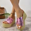 Women's Chunky Slippers Fashion Wedge Platform Sandals Fashion Open Toe High Heeled Sandal Summer Casual Beach Sandals for Women