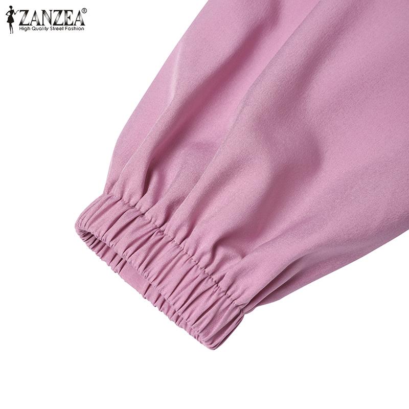 ZANZEA Женское свободное повседневное длинное платье с круглым вырезом и длинными рукавами