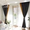 Simple Solid Color Velvet Splicing Blackout Curtain Cloth Bedroom Living Room Curtain Customization