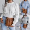 Womens Autumn Winter Long Sleeve Twist Neck Knit Crop Crew Neck Pullover Waist Sweater