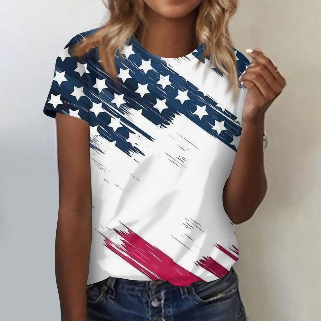 Women's Casual Independence Day Print Short Sleeve Top