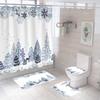 4 шт. роскошные рождественские наборы занавесок для душа со снежным пейзажем для ванной комнаты, нескользящие коврики для ванной комнаты, крышка для унитаза, коврик для ванной