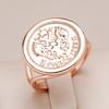 Цвет розового золота Антикварные большие кольца для женщин Оригинальный дизайн Роскошная круглая форма Резной тотем Этнические повседневные украшения