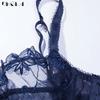 DKGEA Женский бюстгальтер с вышивкой размера плюс, комплект нижнего белья, сексуальный прозрачный кружевной комплект