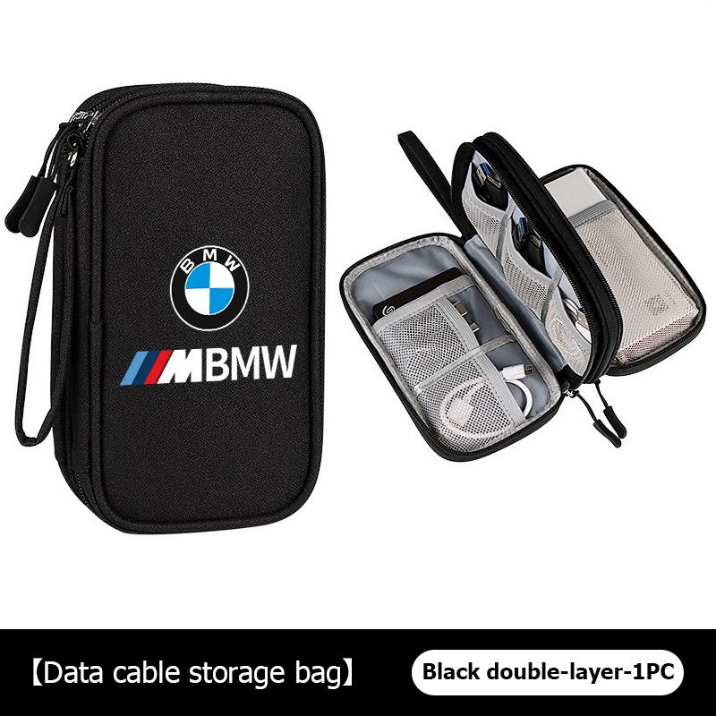 Universal Car Travel Portable Data Cable Storage Bag Accessories For BMW M3 M5 X3 E93 F10 F20 F30 F40 F15 F25 F26 F31 F49 F86 QS4