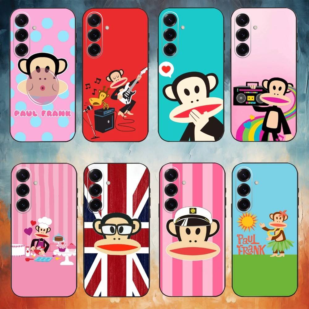 Милый Чехол для Телефона P-Paul Frank Для Samsung GalaxyA13,21s,22,31,32,52,53,71,72,73,Мягкий Черный Чехол