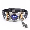 Luminous Zodiac Leather Bracelet: Retro Constellations, Personalized Three-Layer Beaded Design, Couples & Students Edition.
