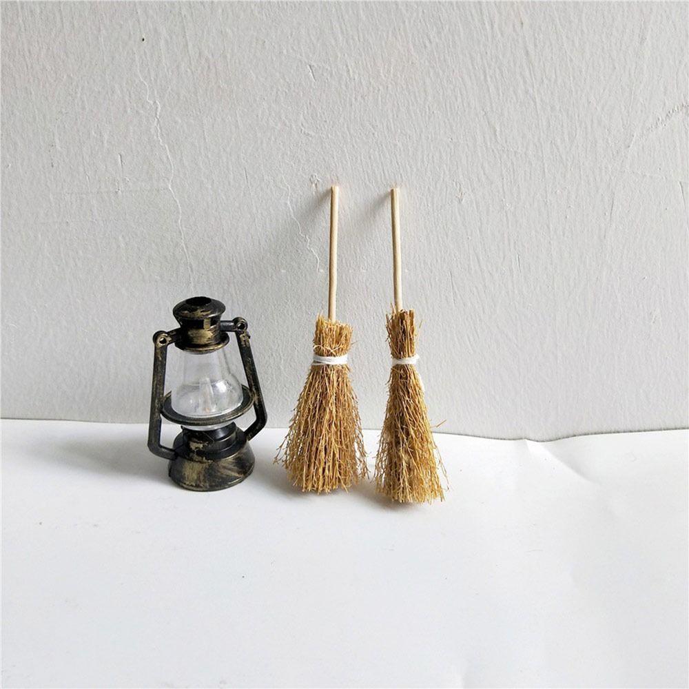 5pcs/Bag Kitchen Garden Witch Straw Brooms Witch Tool Dollhouse Accessories  Halloween