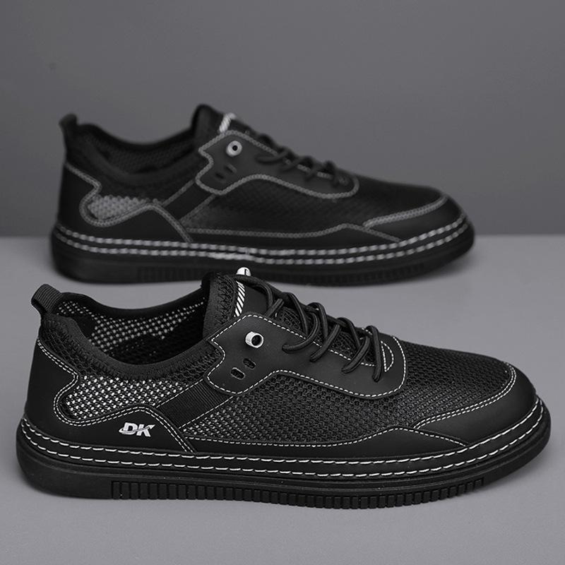 Мужская обувь Летняя Дышащая Тонкая Сетка Спортивная Повседневная Подростковая Обувь на Одном Педале Полая Сетчатая Обувь Маленькие Белые Кеды Модная Обувь