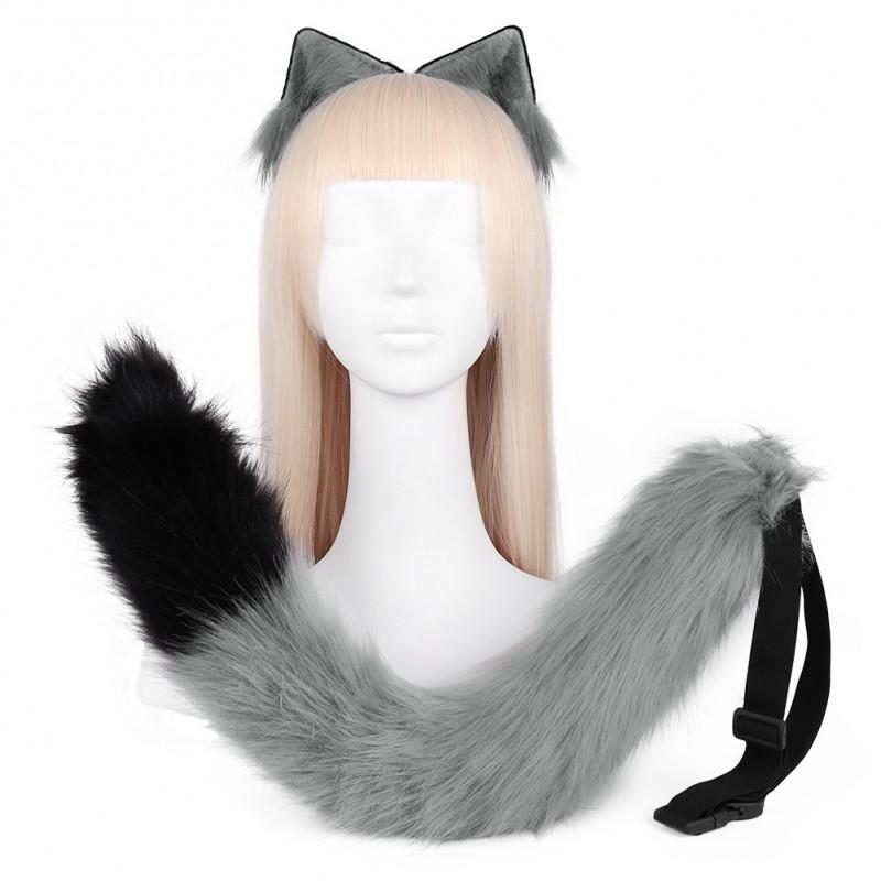 Plush Cat Ear Headband Tail Set Cosplay Anime Fans Adult Costume Accessory
