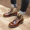New Brown Men's High Boots Plus Size Plush Anti-skid Waterproof Boots