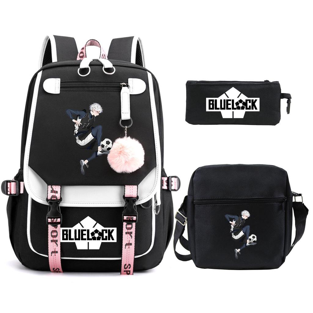 Trend Campus Primary And Secondary School Students Schoolbag Blue Prison Periphery Animation Backpack Pencil Bag