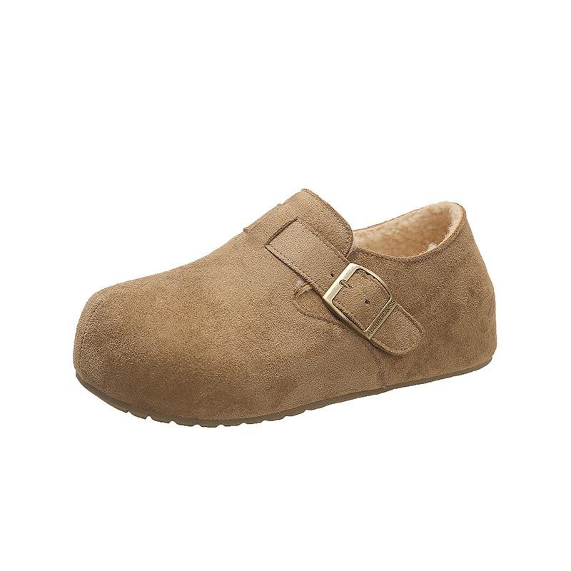 Ретро все включено Birkenstocks, зимние новые утепленные и на платформе теплые снежные хлопковые ботинки, пушистые одиночные туфли Birkenstocks