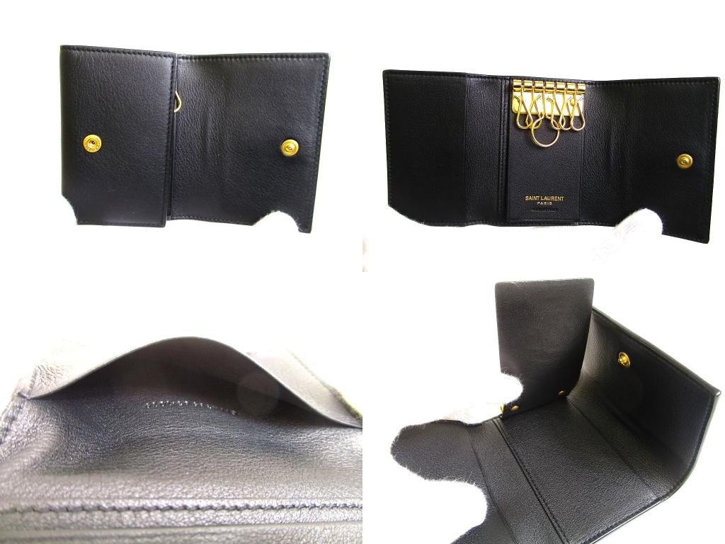Оригинальный брелок Saint Laurent YSL из черной кожи 6 шт. #b135 Открытая коробка