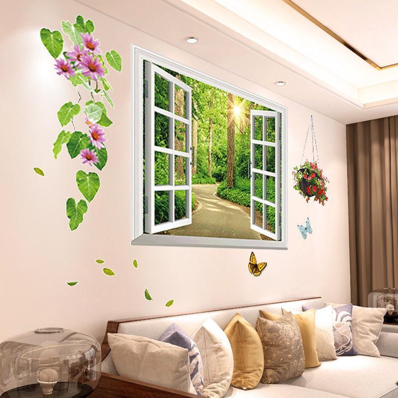 Самоклеящиеся наклейки на стену «Фиолетовая лаванда, бабочка» DIY Цветочные наклейки для эстетического украшения витрины кофейни