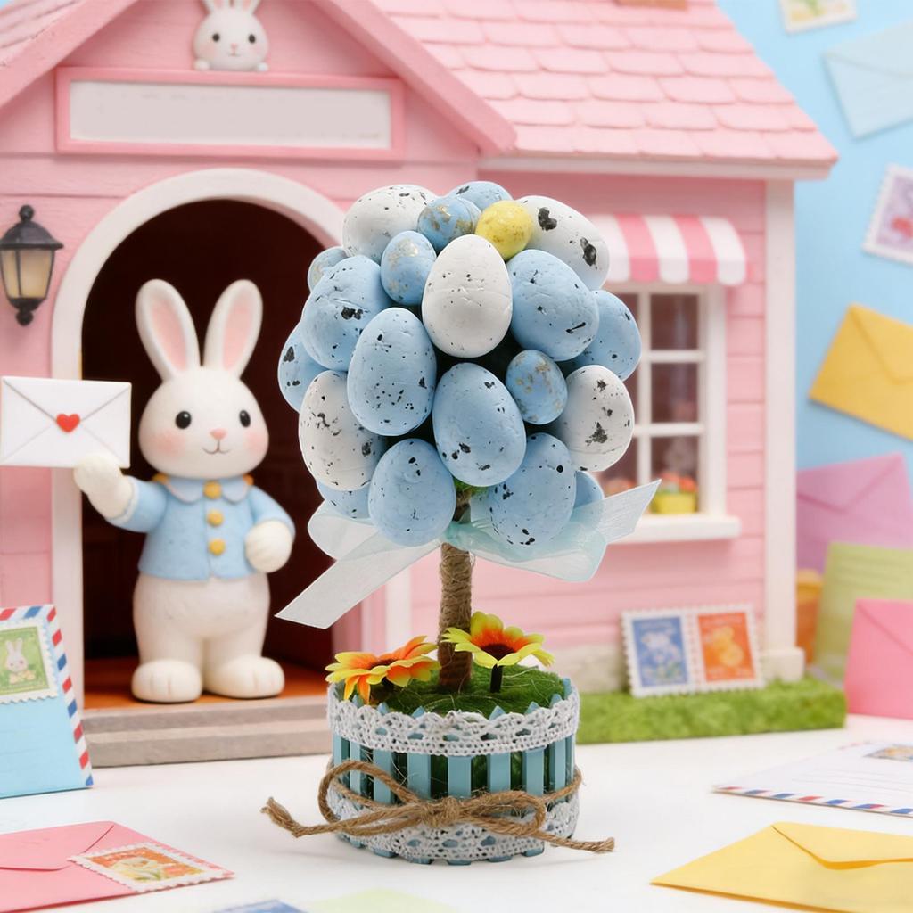 Handmade Easter Egg Tree Desktop Ornament foam Tree Design Spring Ornament Decor Easter Tree Decorations for Mantel Fireplace