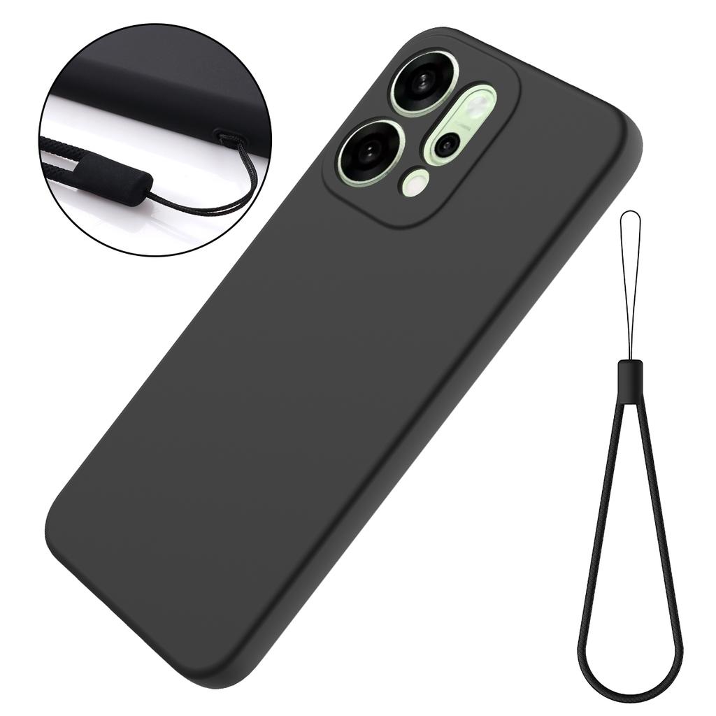 For Oppo Reno14 5G (China)/Oppo Reno14 5G (Global) Liquid Silicone Case Phone Back Cover with Hand Strap