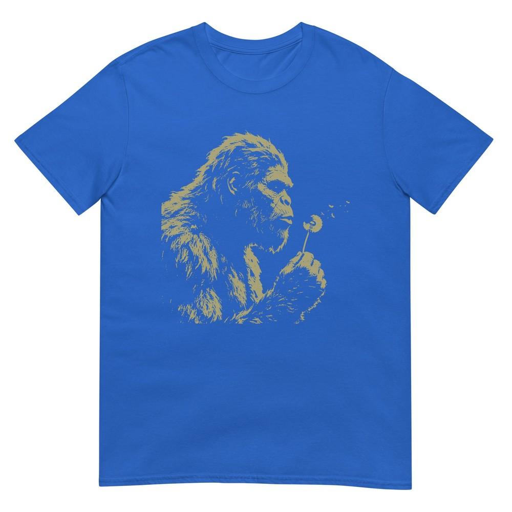 Blowing Wishes Funny Bigfoot Blowing Dandelion Vintage Art Tshirt