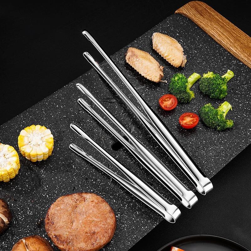 Barbecue Food Tongue Anti-slip Cooking Clip Stainless Steel Portable Picnic Tweezer Salad Steak Clamp Bread Tong Kitchen Gadgets ADM