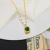 Emerald Tone Light Luxury T-Bag Titanium Steel Necklace - Women's Clavicle Chain with Niche Sweater Style